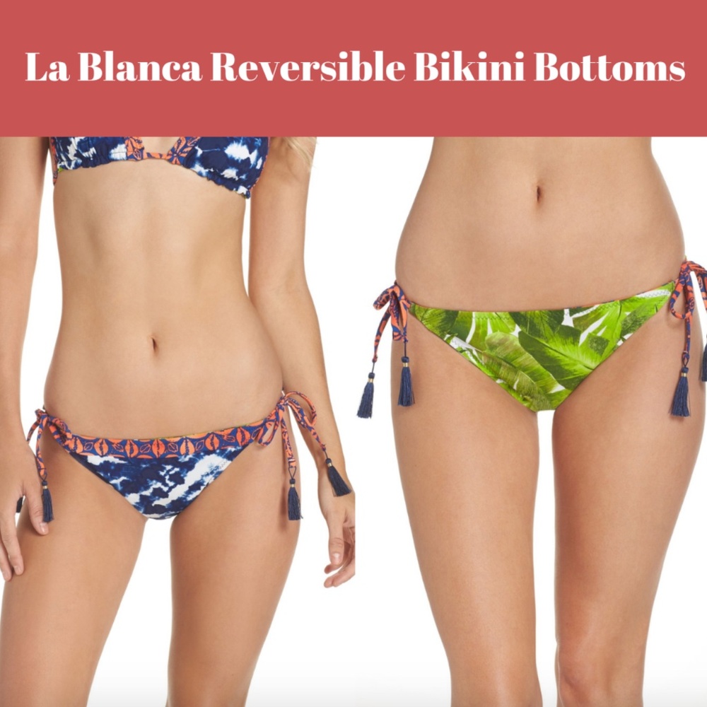 NWT La Blanca Swim Reversible Tie Bikini bottoms sz 14